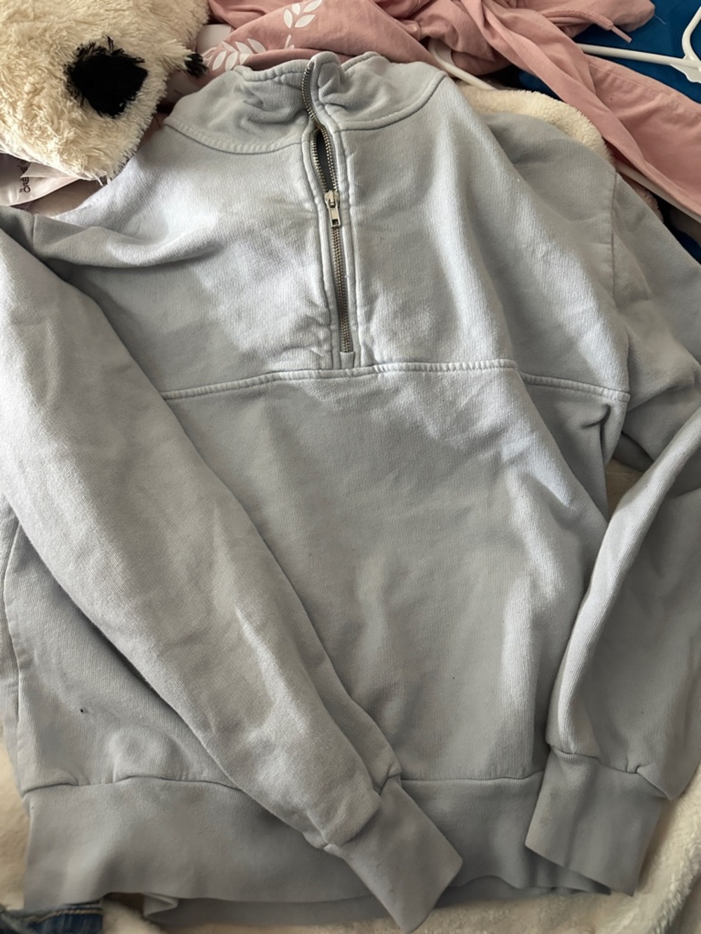 Brandy Melville Light Blue Pullover half zip sweatshirt